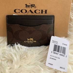 COACH Card Case In Signature Canvas